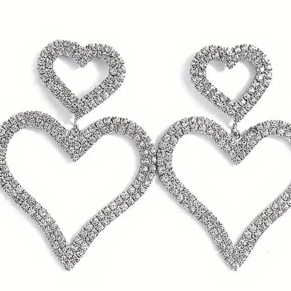 Beautiful s925 double dangle Heart Earrings - Picture 4 of 8